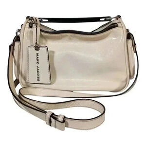 Marc Jacobs The Soft Box Satchel Top Handle Crossbody Ivory Leather Medium